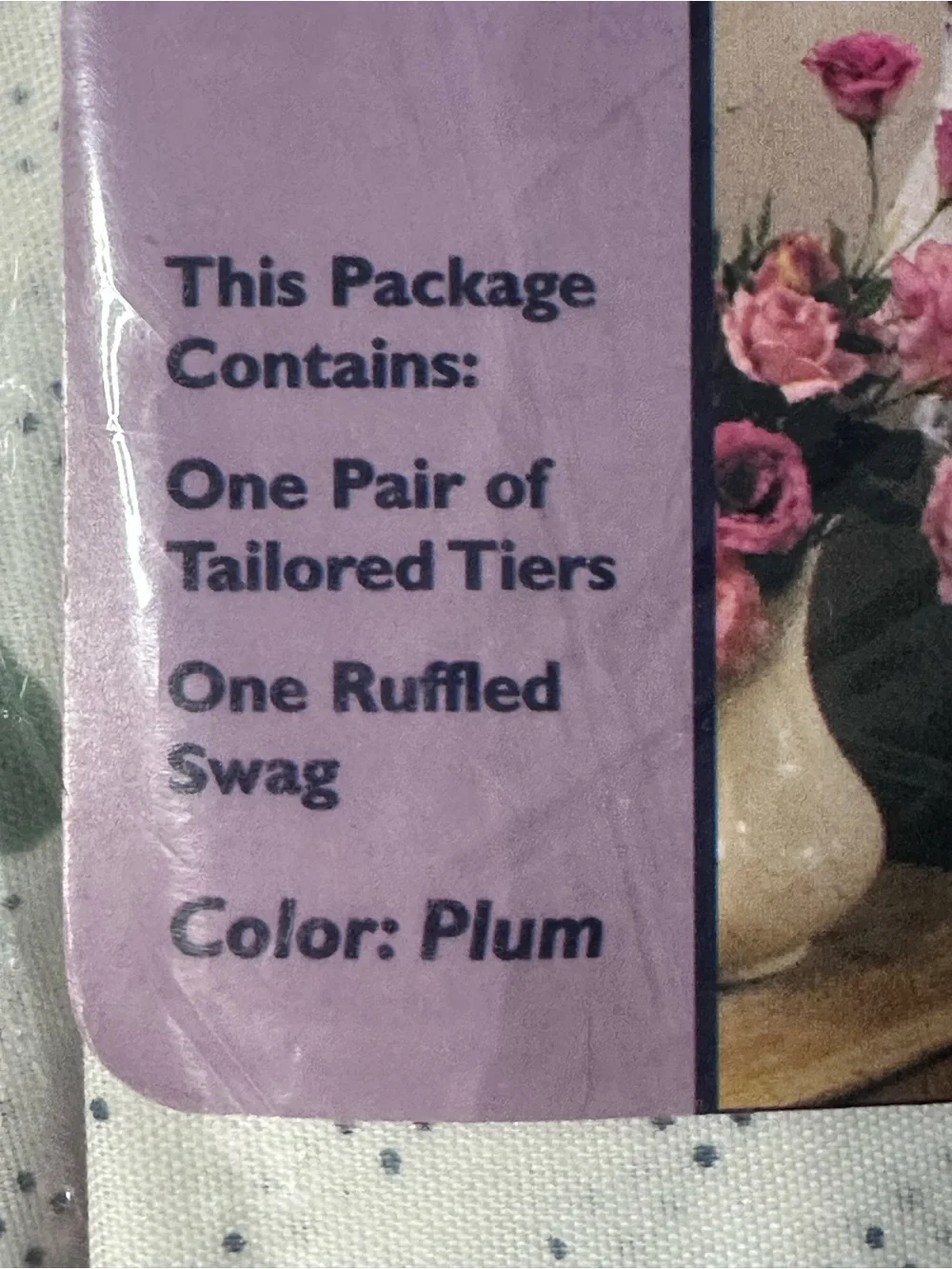 Vintage HOME essentials Plum Floral Tier & Swag Set